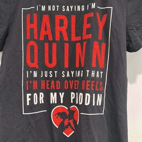 Harley Quinn head over heels puddin Graphic Short Sleeve T-Shirt black medium - Picture 2 of 4